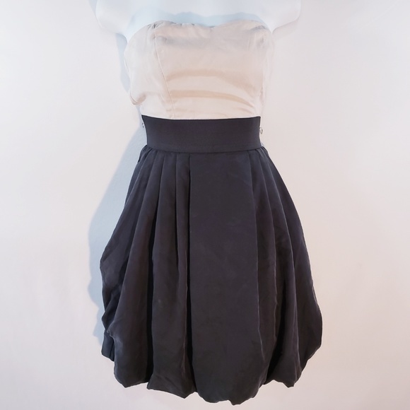 H &‎ M Strapless Dress Size 8 Bandeau Black Beige P - Picture 6 of 8